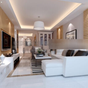 Living Room White Color Decor Interior 3d model