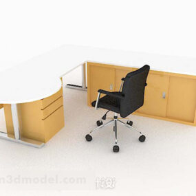 간단한 나무 책상과 의자 3d 모델