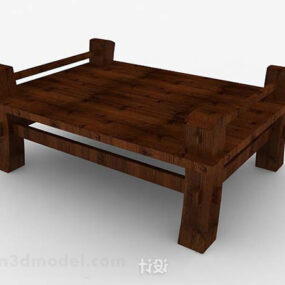Wooden Dark Brown Coffee Table 3d model