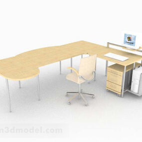 Yellow Simple Wooden Desk V1 3d model