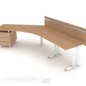 Yellow Wooden Desk V8 3d model