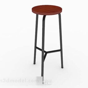 Simple Wooden Round Bar Stool 3d model