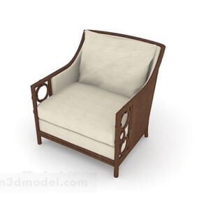 Beige Fabric Single Sofa 3d model