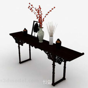 1д модель коричневого деревянного стола в китайском стиле V3