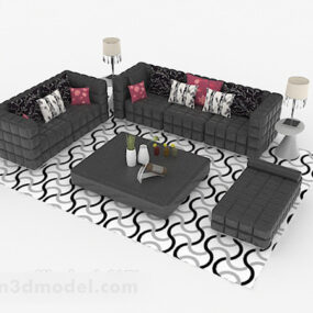 Conjunto de móveis de mesa de sofá de cor cinza modelo 3d