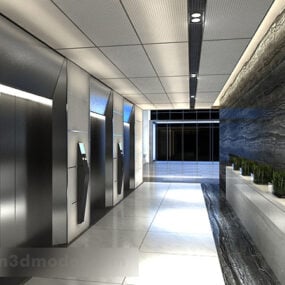 Modello 3d interno del corridoio moderno dell'ascensore