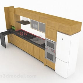 Mueble de cocina de madera maciza modelo 3d