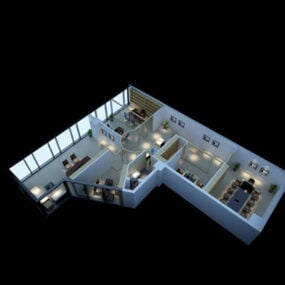 3д модель интерьера офисного помещения в самолете