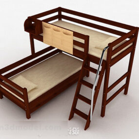 3d модель дерев'яного двоярусного комбінованого ліжка