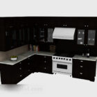 Black L Shaped Kitchen Cabinet V1