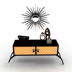 茶色の装飾的なオフィスキャビネット3Dモデル