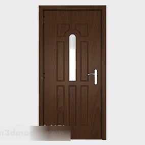 Brown Solid Wood Door Structure 3d model