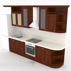 European Linear Kitchen Cabinet 3d model