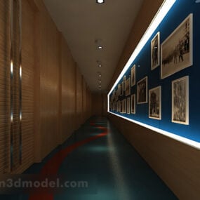 مدل سه بعدی داخلی راهرو سالن نمایشگاه