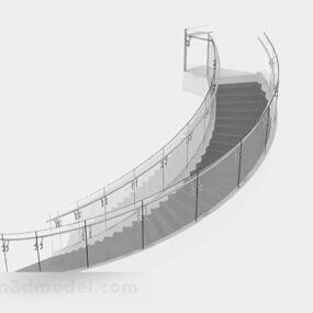 Model 3D zakrzywionych szklanych schodów