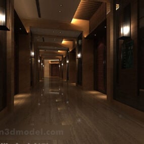 3д модель интерьера внутреннего коридора лифта