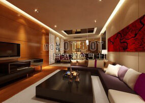Western Style Living Room Interior 3d model