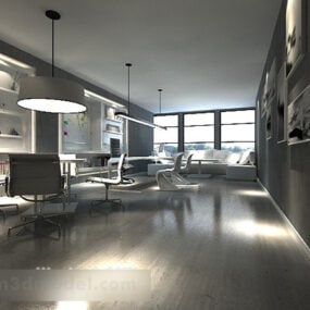 Living Room With Lamps Interior 3d model