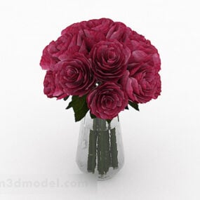 Rote Blumen Vase Home Decor 3D-Modell