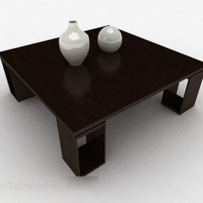 Decorazione del tavolino da caffè semplice quadrato in legno modello 3d