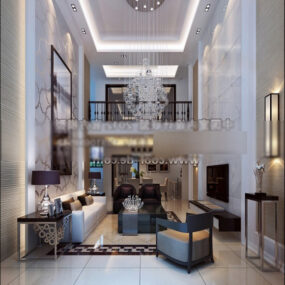 Two-story Building Living Room Interior 3d model