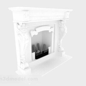 クラシックホワイト暖炉3Dモデル