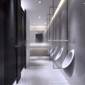 Modelo 3D do interior do banheiro do restaurante