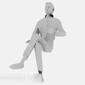 مدل سه بعدی شخصیت مرد بزرگسال نشسته