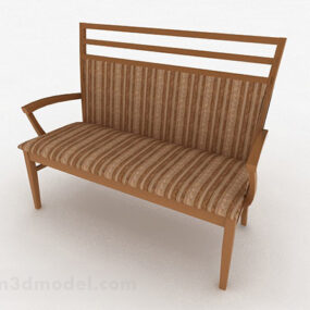 Drewniane krzesło z wieloma siedzeniami Model 3D