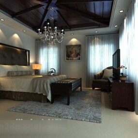 3д модель дизайна интерьера американской спальни