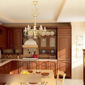 Modelo 3D do interior da cozinha americana