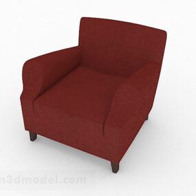 American Simple Red Single Sofa Design 3d-modell