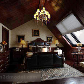 Attic Bedroom Interior 3d model