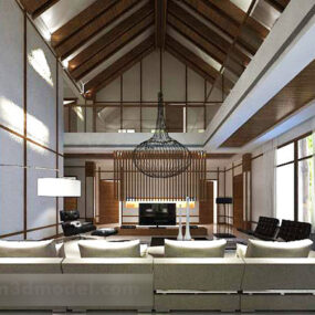 Attic Living Room Interior 3d model