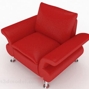 Simple Single Sofa Red Color 3d model