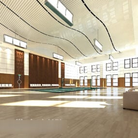 Modelo 3D do interior da quadra de badminton