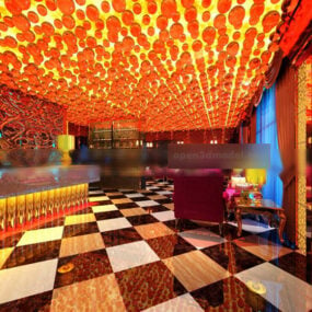 Bar Club Techo Decoración Interior Modelo 3d