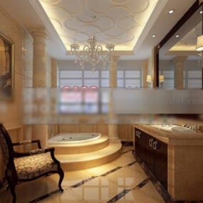 مدل سه بعدی طراحی داخلی حمام کلاسیک