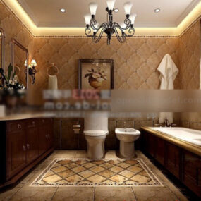 مدل سه بعدی داخلی حمام به سبک کلاسیک