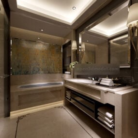 Modelo 3D de design de interiores de banheiro de hotel