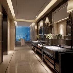 Phòng tắm khách sạn phong cách sang trọng mô hình 3d