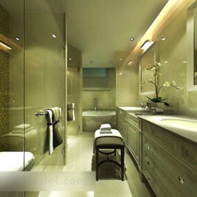 Kylpyhuoneen lasiseinä sisätilojen 3D-malli
