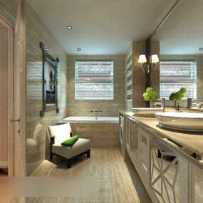 Luxury Bathroom With Sink Interior 3d model