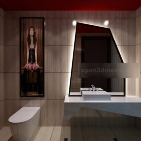 Gương phòng tắm Đèn pha nội thất mô hình 3d