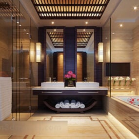 Bathroom Interior Wood Grill Ceiling 3d model