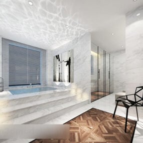Modello 3d interno della vasca da bagno in marmo