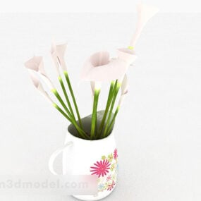 摆设花卉图案花瓶3d模型
