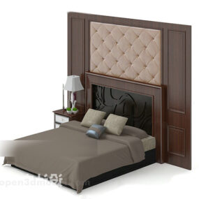 Modern Bed With Back Wall Decoration 3d model