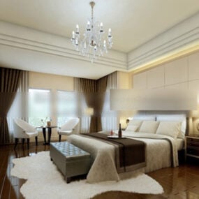 Sovrum modern hotellinteriör 3d-modell
