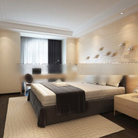 Modelo 3D de interior de design de quarto de estilo transicional